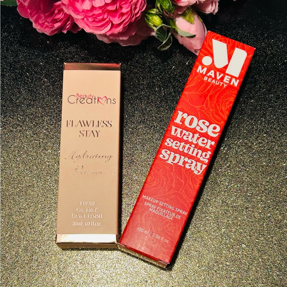 🌹 MAVEN BEAUTY Rose Water Setting Spray + Beauty Creations FLAWLESS STAY PRIMER